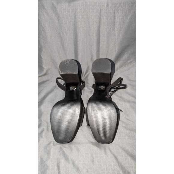 Steve Madden Lessa Blk Suede Open Toe Adjustable Strappy Buckle Platform Sz10M - Picture 5 of 5